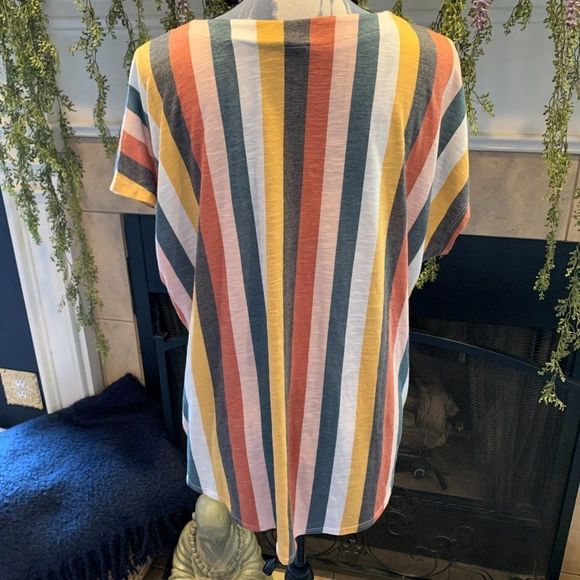 Torrid multi color knit button down the front tie waist top 1 - Picture 5 of 8